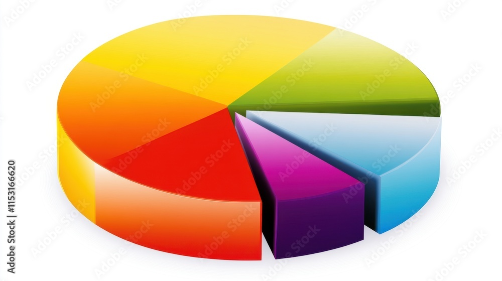 Poster colorful pie chart representing data distribution in vibrant hues.