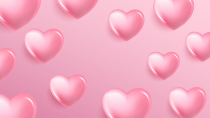 Pink hearts festive background. Graphic template for Valentine's Day greetings or Wedding Day invitations. Vector illustration.