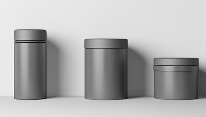 Gray packaging template for your design. In different angles on a white background