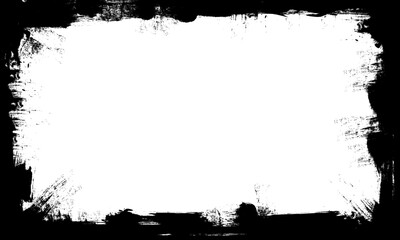 black ink brush painting frame border artistic grunge graphic style