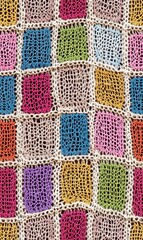 Seamless Linen Knit Textile Background with Colorful Geometric Patterns And Shapes