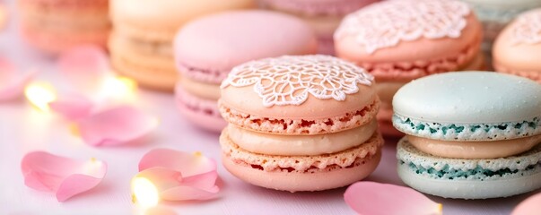 delicate pastel macarons & rose petals - pastel colors