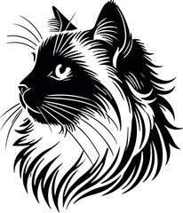 Ragdoll Cat vector black silhouette cricut design for T-shirt