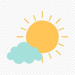 Hand draw cute sun illustration on white background