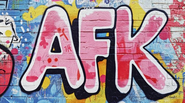 word " AFK " , paint on wall with grungy graffiti style, Away From Keyboard