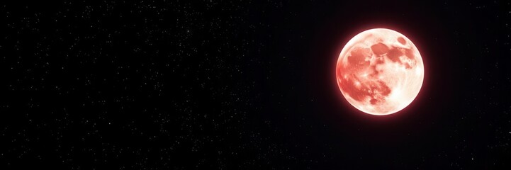 Stunning Red Moon Illuminates the Night Sky Surrounded By Distant Stars Creating a Majestic Celestial Scene in Outer Space Captured in High Definition