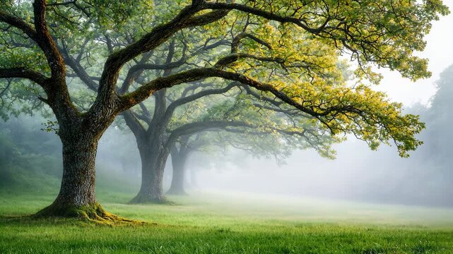 Envision a mystical forest where the ancient trees stand tall and wise, their branches gently swaying in the breeze as they whisper secrets of generations past