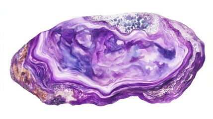 Fototapeta premium Stunning Purple Watercolor Agate Gemstone Art