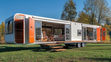 Modern Trailer Home with Open Doors