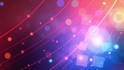 Abstract Color Spectrum of curves, lines and angles, diagonal stripes and concentric circles with bokeh effect