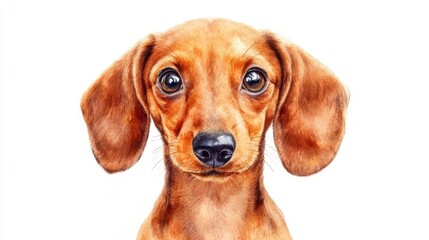 Watercolor Portrait of a Dachshund Dog