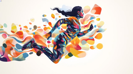 Obraz premium Running Man, particle divergent composition, vector illustration.