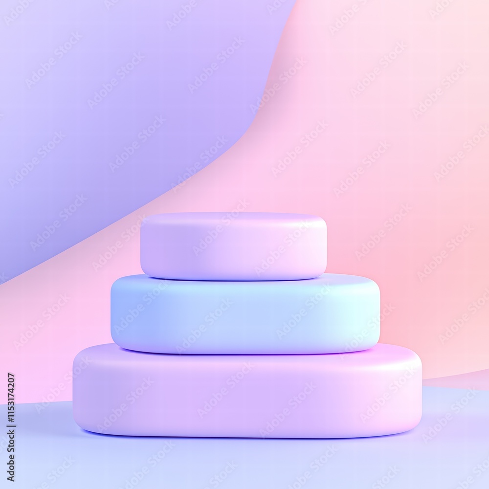 Poster abstract shapes in pastel colors create a soothing and modern visual effect.