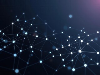 Fototapeta premium Abstract digital network connections with glowing nodes against a dark background, representing technology, data, and communication in modern digital environments.