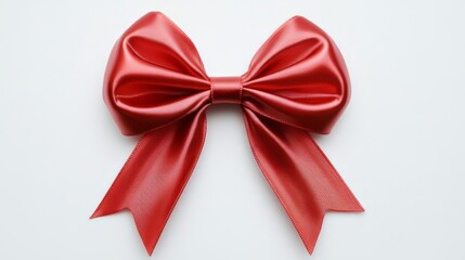 Fototapeta premium Stunning Red Satin Ribbon Bow: Perfect Gift Decoration