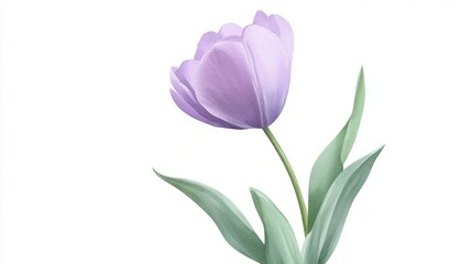 Fototapeta premium Delicate Purple Tulip Illustration: A Springtime Floral Masterpiece