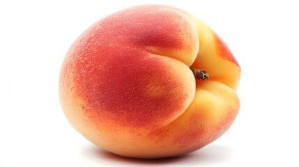 A Single Ripe Peach Isolated On White Background