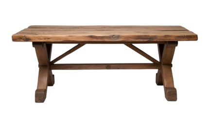 Old Wooden Table Isolated on a Transparent Background (PNG).
