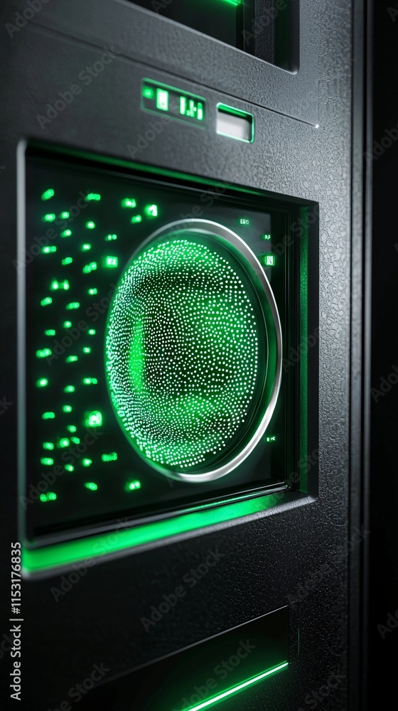 Poster a close-up of a secure biometric scanner used for accessing patient health records