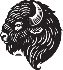 Black and white silhouette of a bison head 