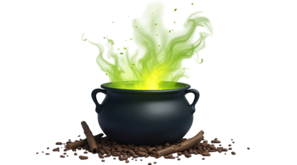 Magical Potion in a Pot Isolated on a Transparent Background (PNG).