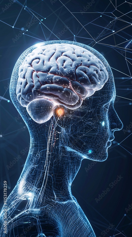 Poster an advanced ai system automating diagnostic analysis in a digital healthcare framework, layered with