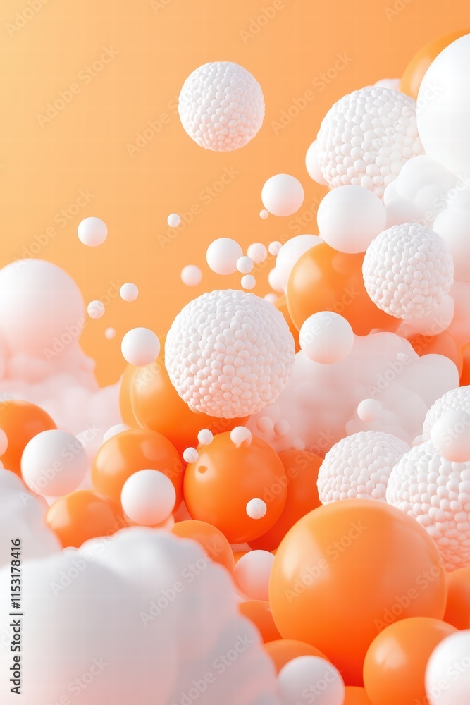 Aufkleber vibrant abstract composition of orange and white spheres creating a dynamic visual effect.