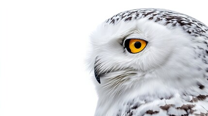 Obraz premium Snowy Owl Profile Vivid Yellow Eye Close Up