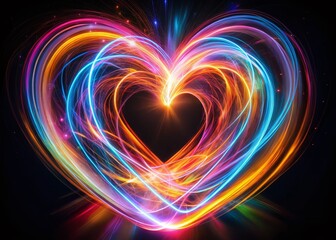 Long Exposure Light Painting Heart - Radiant Love Abstract Photography