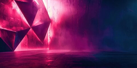 Room with a pink wall and a purple floor