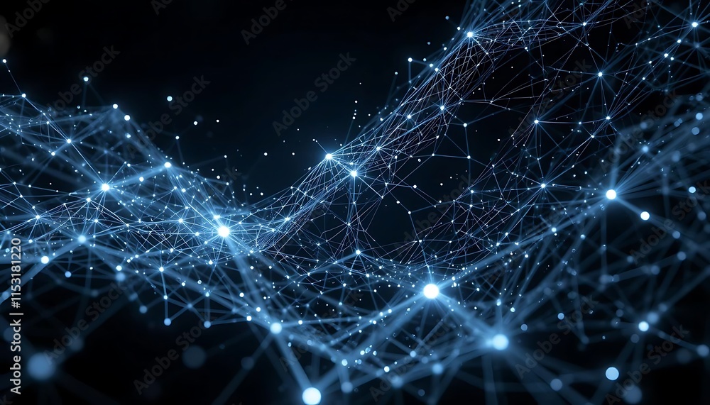 Poster abstract network connections illuminated nodes