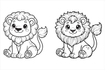 Kawaii lion illustration kids' coloring books