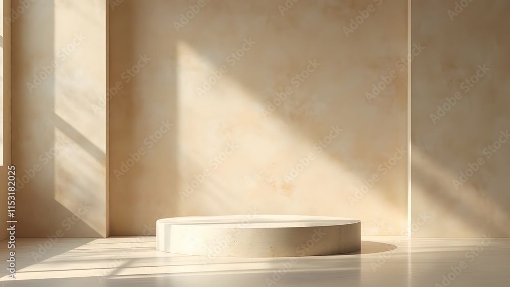 Aufkleber 3d render of the podium for product display in modern interior with sunlight and shadows. generated 