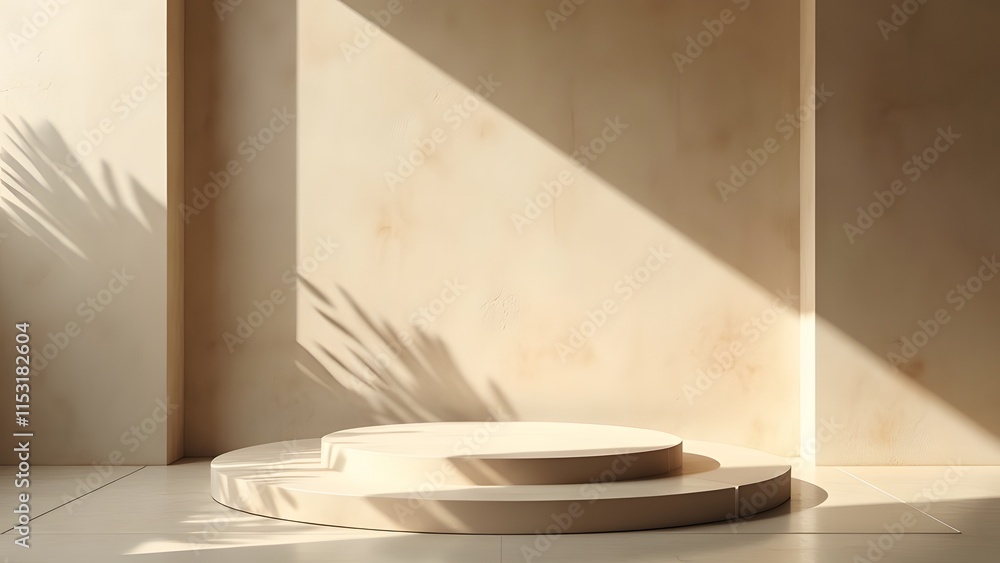 Aufkleber 3d render of the podium for product display in modern interior with sunlight and shadows. generated 