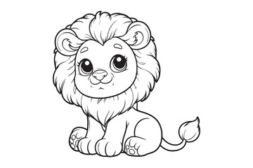 Kawaii lion illustration kids' coloring books