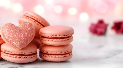 Fototapeta premium pink macarons valentine's day treats - pastel colors