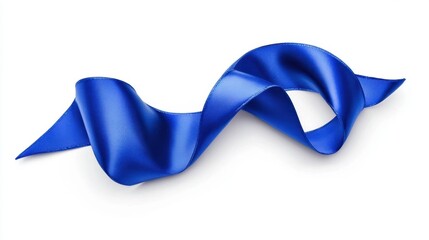 Elegant Blue Satin Ribbon Twisting on a White Background