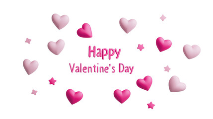 a Happy Valentine's Day with hearts  isolated on a transparent background