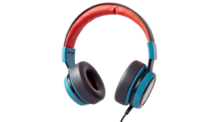 Wired Headphones Isolated on a Transparent Background (PNG).