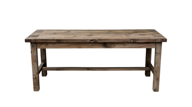 Old Wooden Table Isolated on a Transparent Background (PNG).
