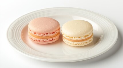 Two Delicate Macarons Resting On A White Plate