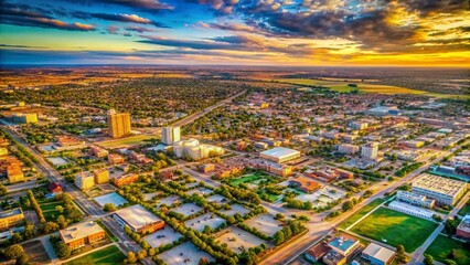 Lubbock Texas Cityscape Portrait - Stunning Aerial View of the Texas Plains