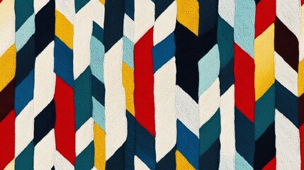 Fototapeta premium Seamless Linen Knit Textile Background with Colorful Geometric Patterns And Shapes