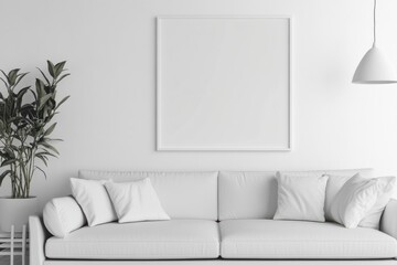 Blank Picture Frame Mockup on White Background for Interior Design Projects