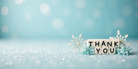 Sparkly Winter Thank You Message with Snowflake Decorations