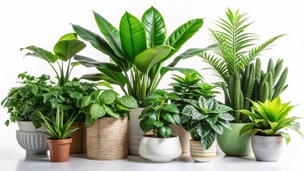 Obraz premium Lush Green Houseplants Isolated on White: Perfect for Design Projects