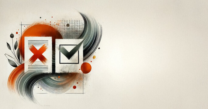 Illustration representing the theme of choice, disapproval, rejection and evaluation with empty space for text