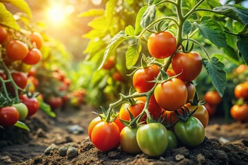 Lush Green Tomato Plant Growing in Garden - High-Resolution Stock Photo