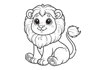 Obraz premium Kawaii lion illustration kids' coloring books