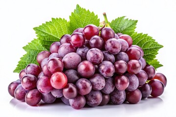 Fototapeta premium Lush Organic Grapes: Juicy, Fresh, Isolated White Background - High-Resolution Stock Photo